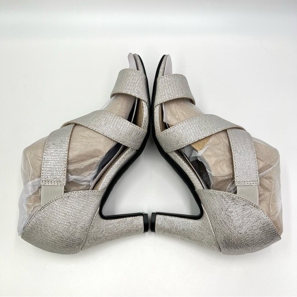6.5W 6.5 W WIDE WIDE LifeStride Carlyle Textured Silver Block Heels Sandal Shoes - Picture 8 of 14